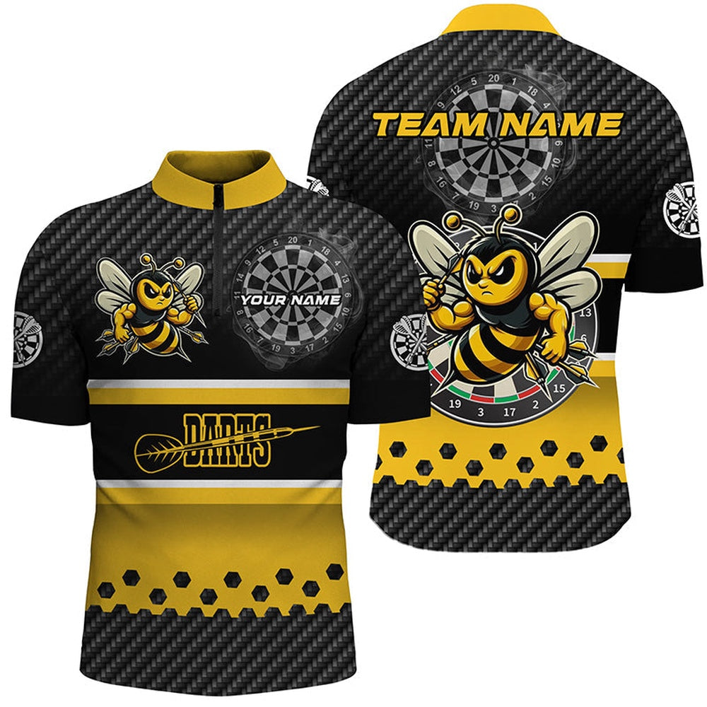 Yellow Black Darts Bee Custom Name Darts Shirts For Men, Funny Darts Apparel, Best Darts Gift, Darts Team Jersey Shirt