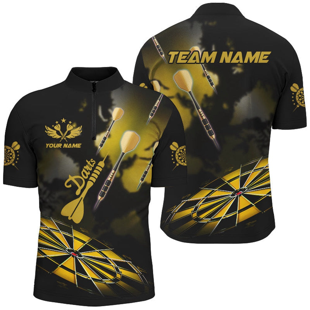 Yellow Dart Board Hazy Smoke Custom 3D Dart Shirts For Men, Darts League Team Shirt Dart Jersey, Darts Team Jersey Shirt