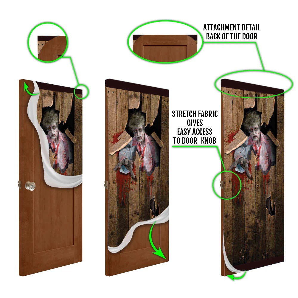 Zombie Halloween Door Cover Decorations for Front Door, Christmas Gift Decor