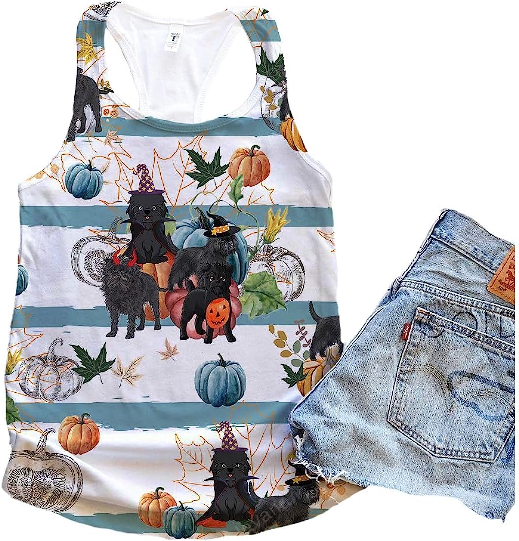 Affenpinscher Dog Halloween Pumpkin Retro Tank Top - Summer Casual Tank Tops For Women - Gift For Young Adults