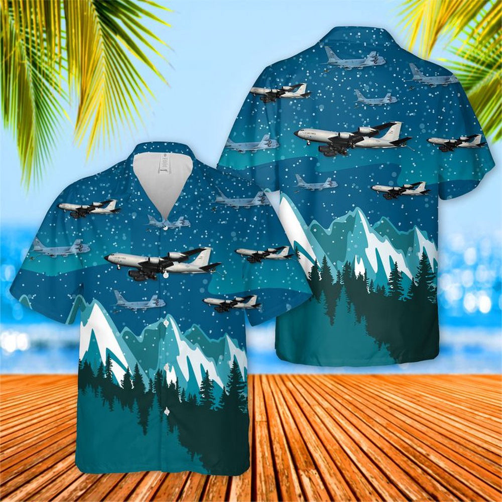 Air Force Hawaiian Shirt, Alaska Air National Guard 168th Wing Boeing KC-135R Stratotanker 63-8876 Hawaiian Shirt, Air Force Aloha Shirt