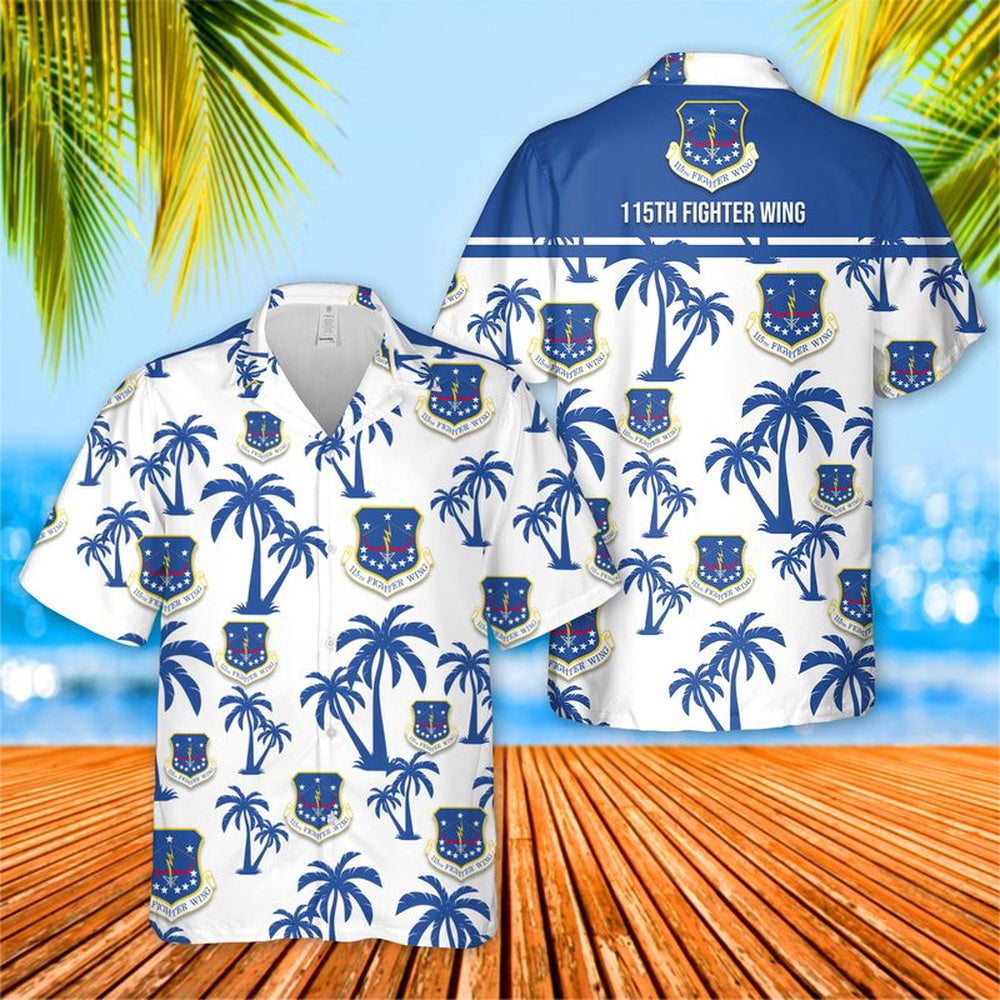 Air Force Hawaiian Shirt, USAF Wisconsin Air National Guard 115th Fighter Wing Hawaiian Shirt, Air Force Aloha Shirt
