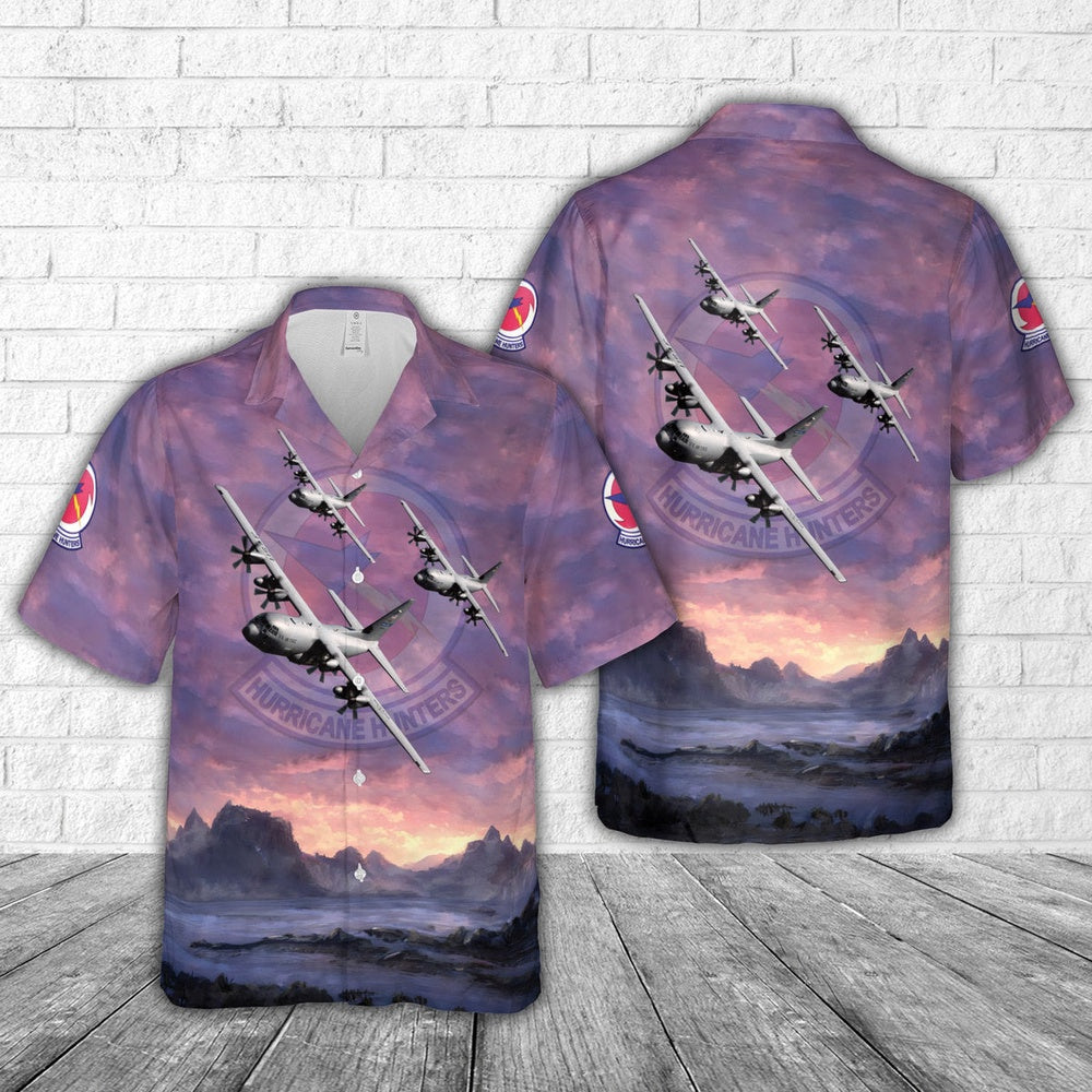Air Force Hawaiian Shirt, US Air Force 53rd Weather Reconnaissance Squadron WC-130J Hercules Hawaiian Shirt, Air Force Aloha Shirt
