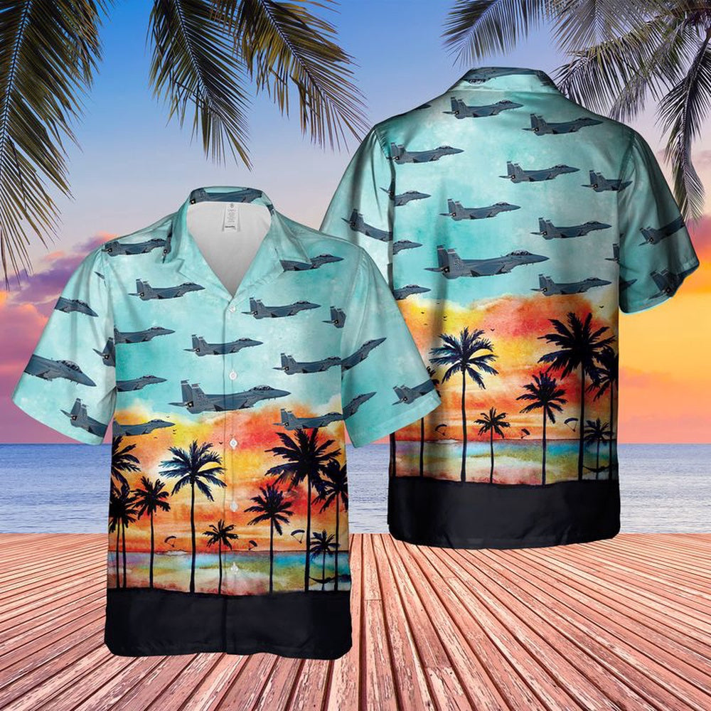 Air Force Hawaiian Shirt, US Air Force F-15EX Eagle II Hawaiian Shirt, Air Force Aloha Shirt
