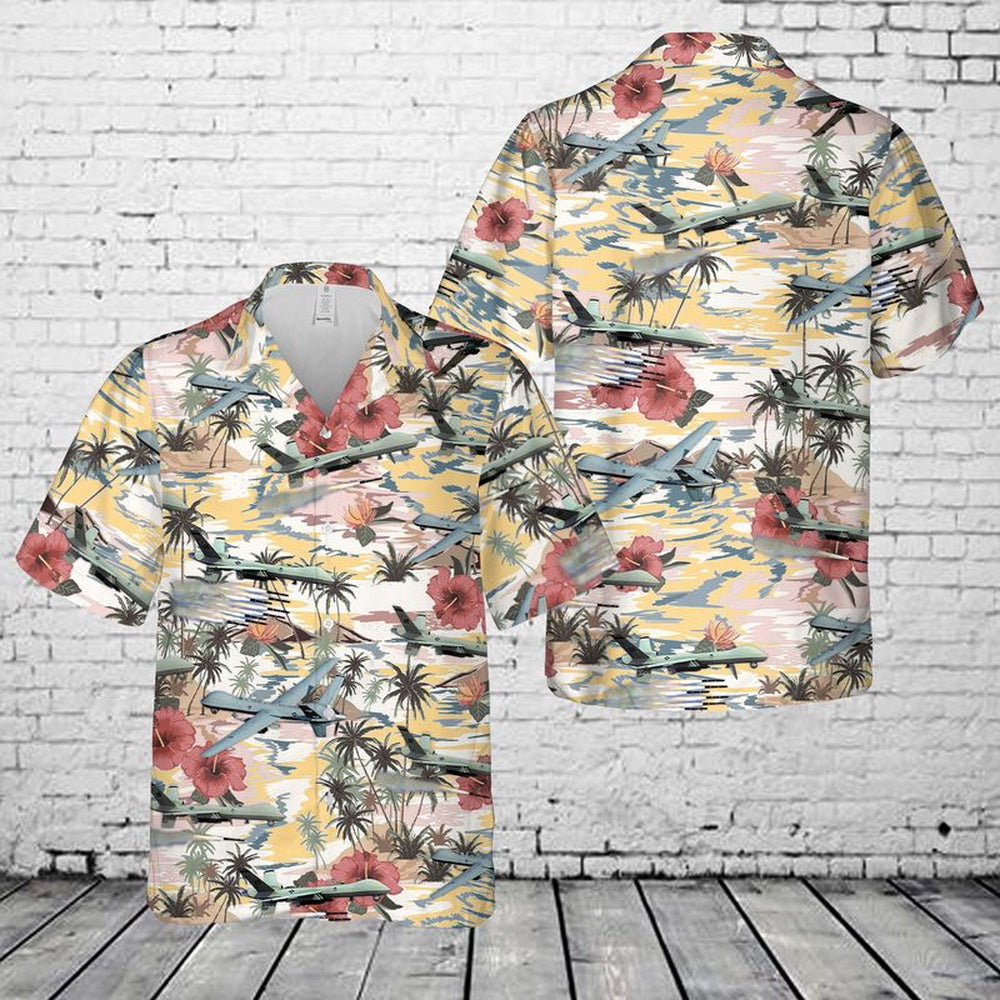 Air Force Hawaiian Shirt, US Air Force General Atomics MQ-9 Reaper Hawaiian Shirt, Air Force Aloha Shirt