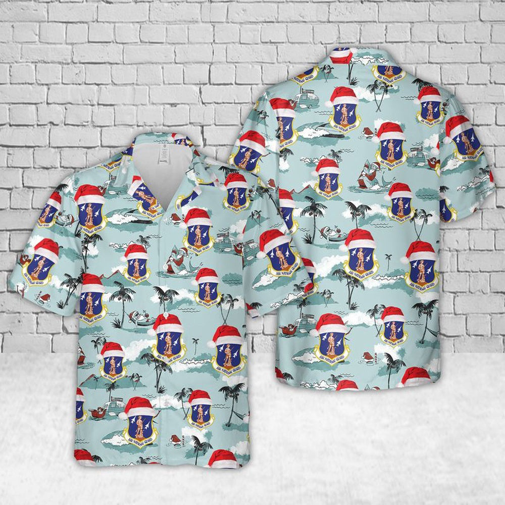 Air Force Hawaiian Shirt, Wisconsin Air National Guard Christmas Hawaiian Shirt, Air Force Aloha Shirt