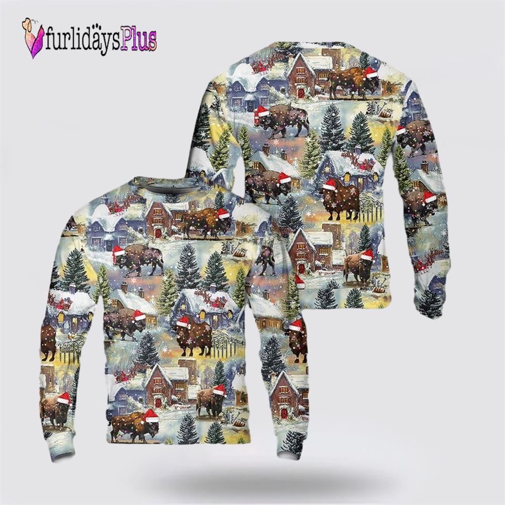 American Bison Buffalo Ugly Christmas Sweater, Christmas Gift, Christmas Winter Fashion, Farmers Sweater