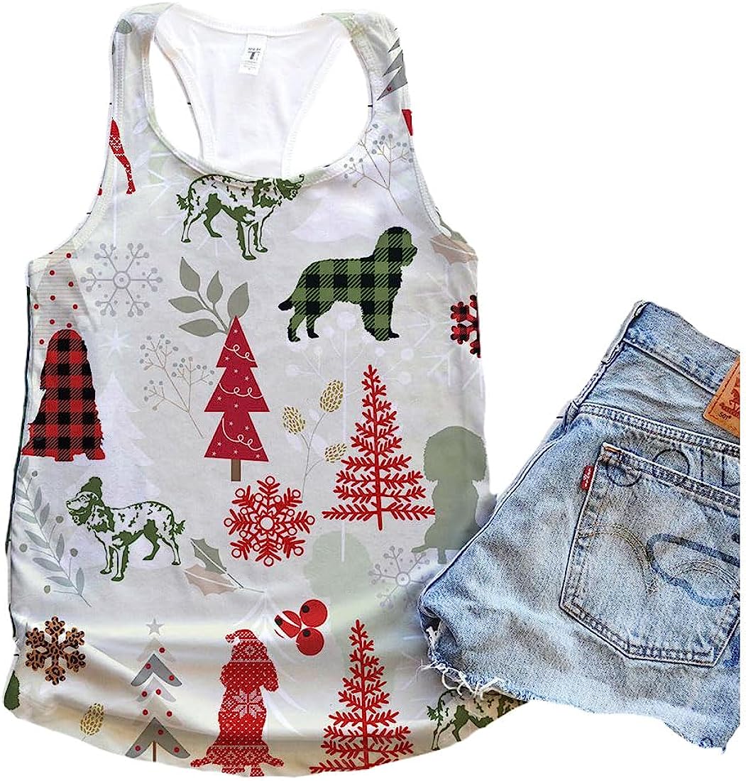 American Water Spaniel Dog Christmas Plaid Flannel Tank Top - Summer Casual Tank Tops For Women - Gift For Young Adults