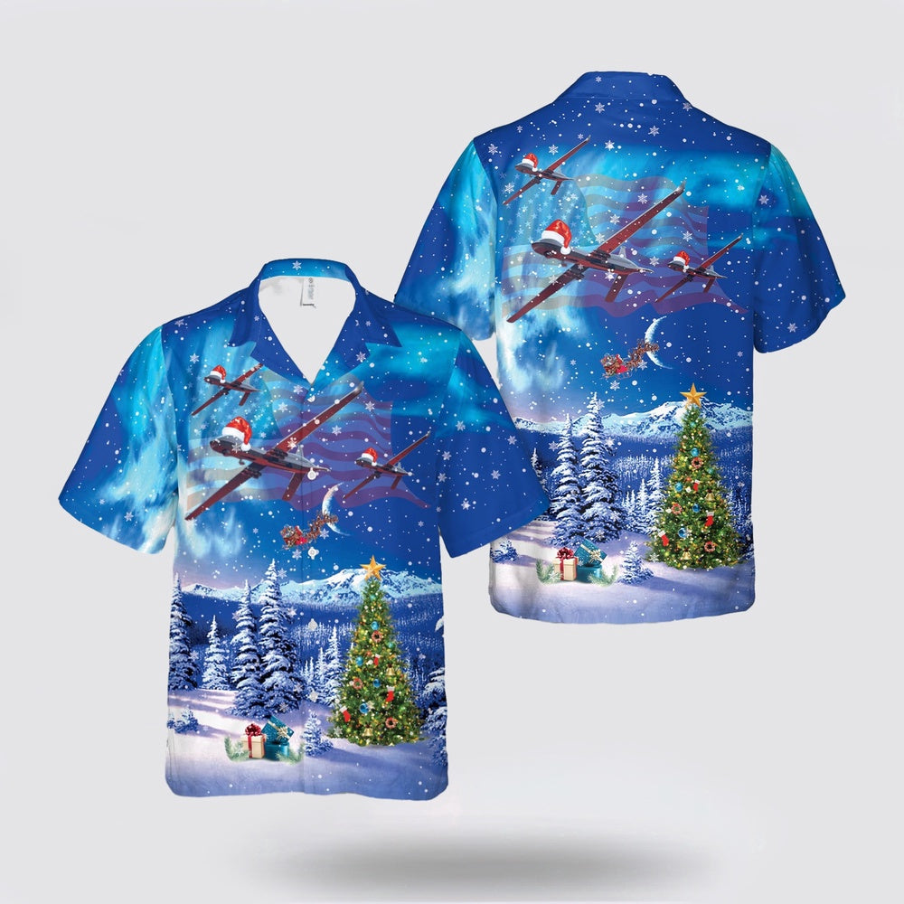 Army Hawaiian Shirt, US Army 160th Special Operations Aviation Regiment (Airborne) MQ-1C Gray Eagle Christmas Hawaiian Shirt