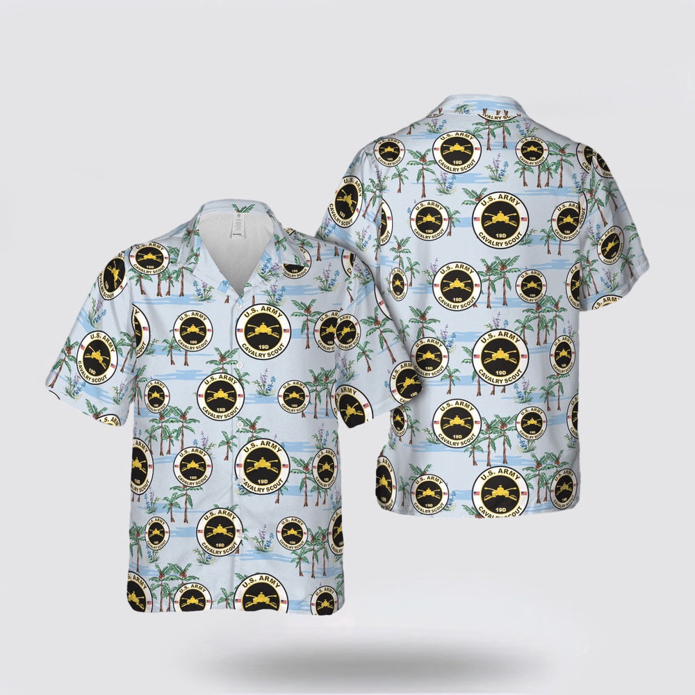 Army Hawaiian Shirt, US Army 19D Cavalry Scout Hawaiian Shirt, Military Hawaiian Shirt