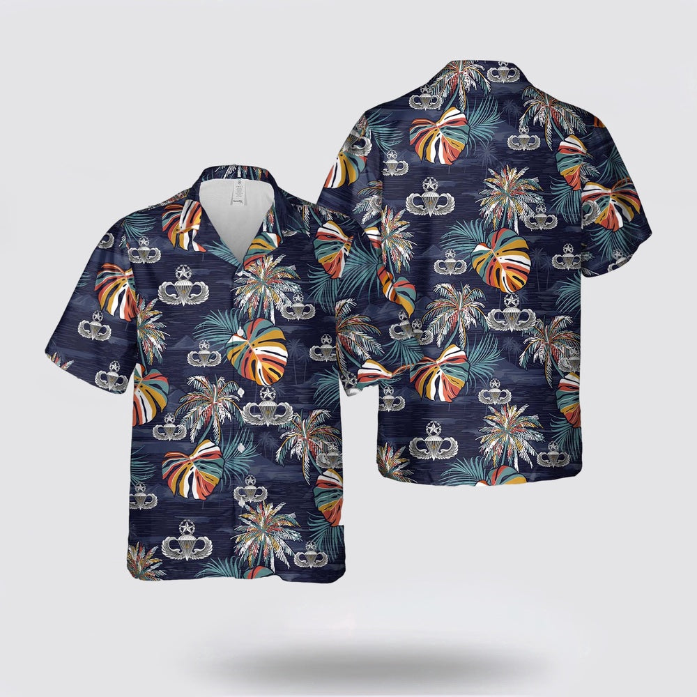 Army Hawaiian Shirt, US Army Master Parachutist Badge with 1 Combat Jump Star Hawaiian Shirt