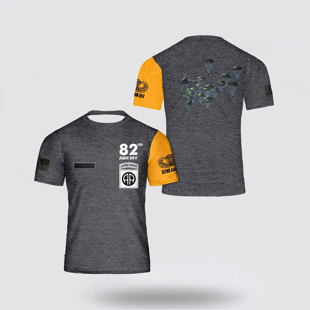 Army T Shirt, Custom Name US Army Paratroopers With The 82nd Airborne Division Parachute T Shirt 3D