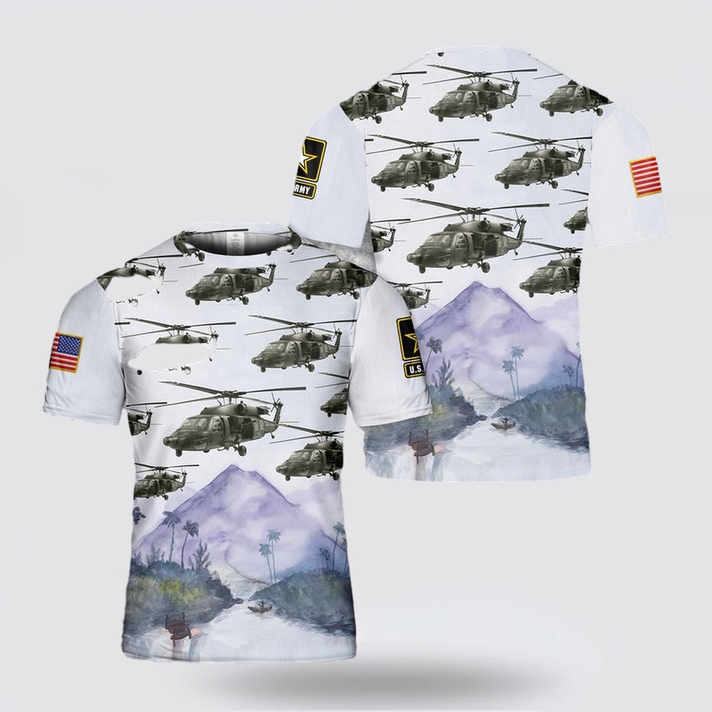 Army T Shirt, US Army UH-60 Black Hawk 3D T Shirt, Veteran T Shirt