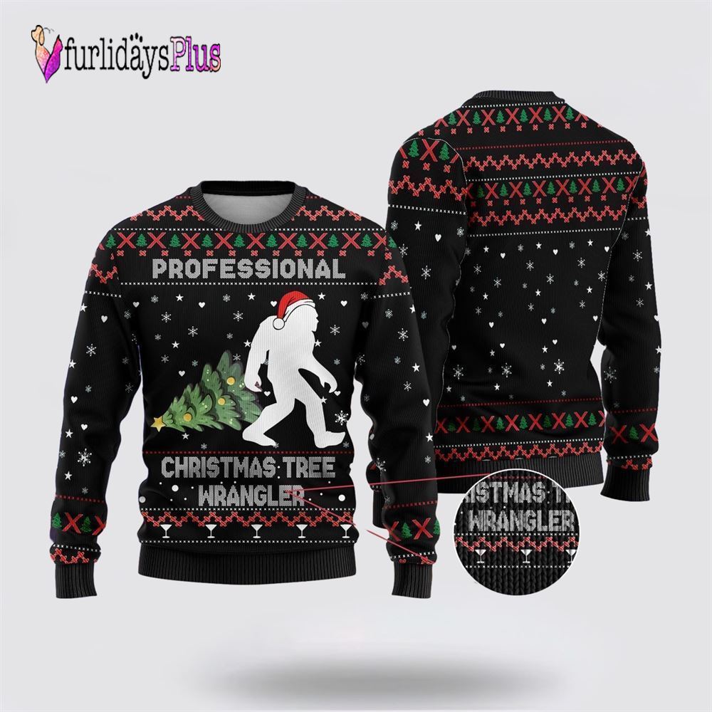 Bigfoot Christmas Tree Wrangler Ugly Christmas Sweater, Best Gift For Christmas