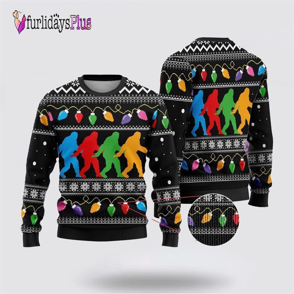 Bigfoot Color Party Ugly Christmas Sweater, Best Gift For Christmas