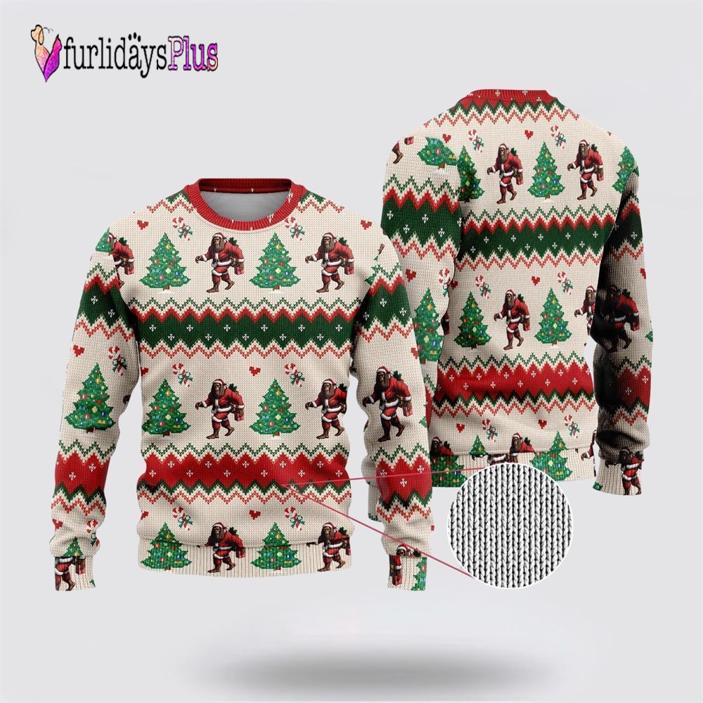 Bigfoot Santa Claus Ugly Christmas Sweater, Best Gift For Christmas