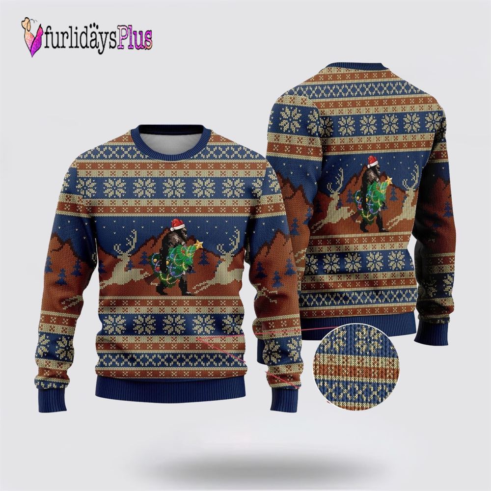 Bigfoot Wearing Christmas Hats Ugly Christmas Sweater, Best Gift For Christmas
