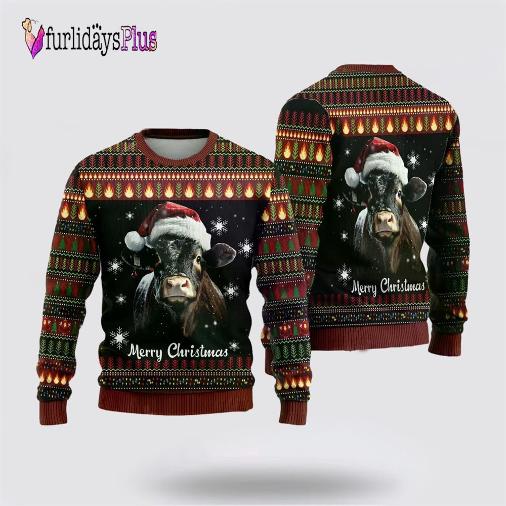 Black Angus Cow Ugly Christmas Sweaters For Men Women, Christmas Gift, Christmas Winter Fashion, Farmers Sweater