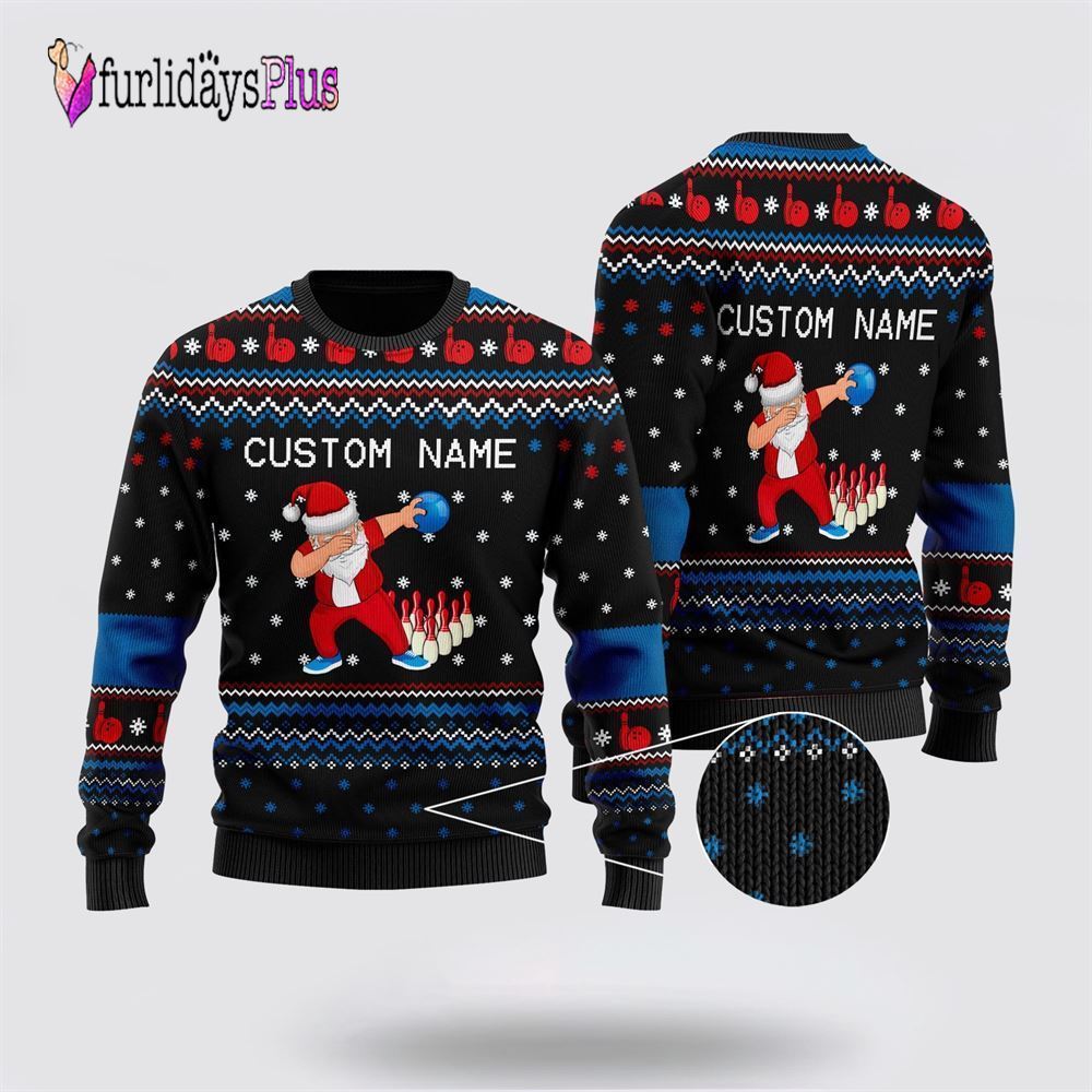 Bowling Image Cool Noel Pattern Ugly Christmas Sweater, Gift For Bowling Enthusiasts