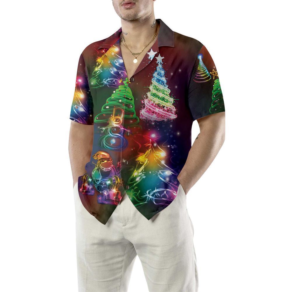 Bright Night Merry Christmas Hawaiian Shirt, Xmas Hawaiian Shirts