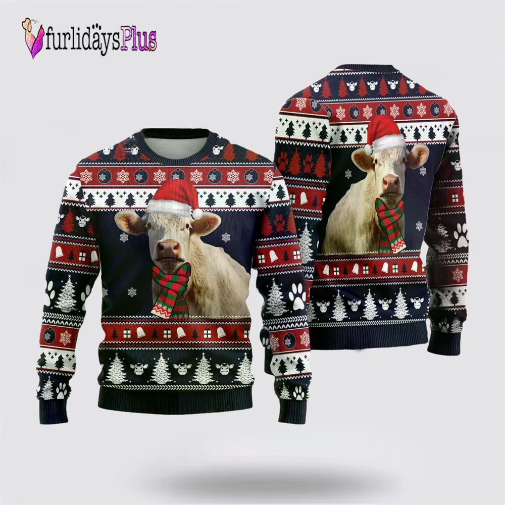 Charolais Cow Christmas Ugly Sweaters For Men Women, Christmas Gift, Christmas Winter Fashion, Farmers Sweater