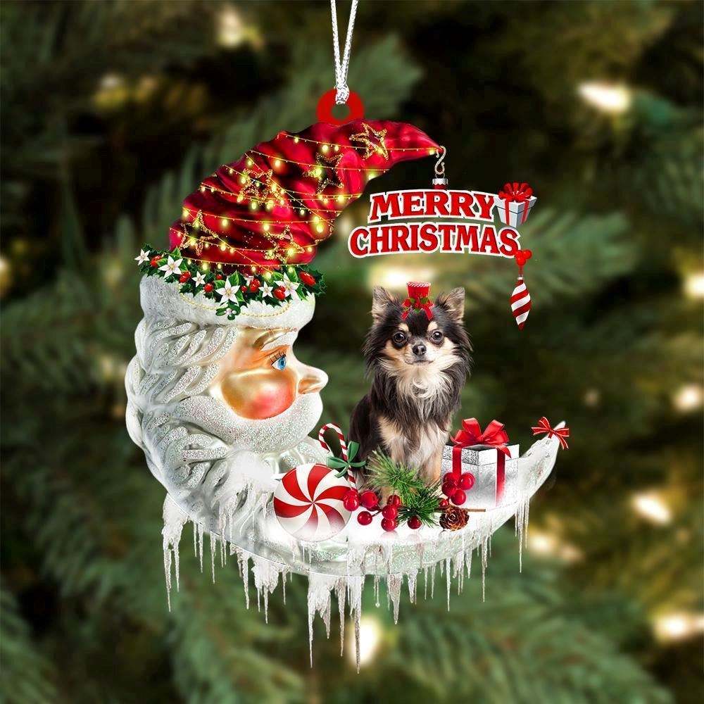 Chihuahua On The Moon Merry Christmas Ornaments, Christmas Ornaments 2023