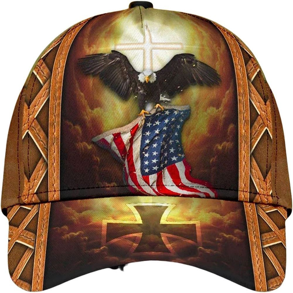Christian Baseball Caps, Eagle With One Nation Under God All Over Print Baseball Cap, Jesus Hat, Christian Caps