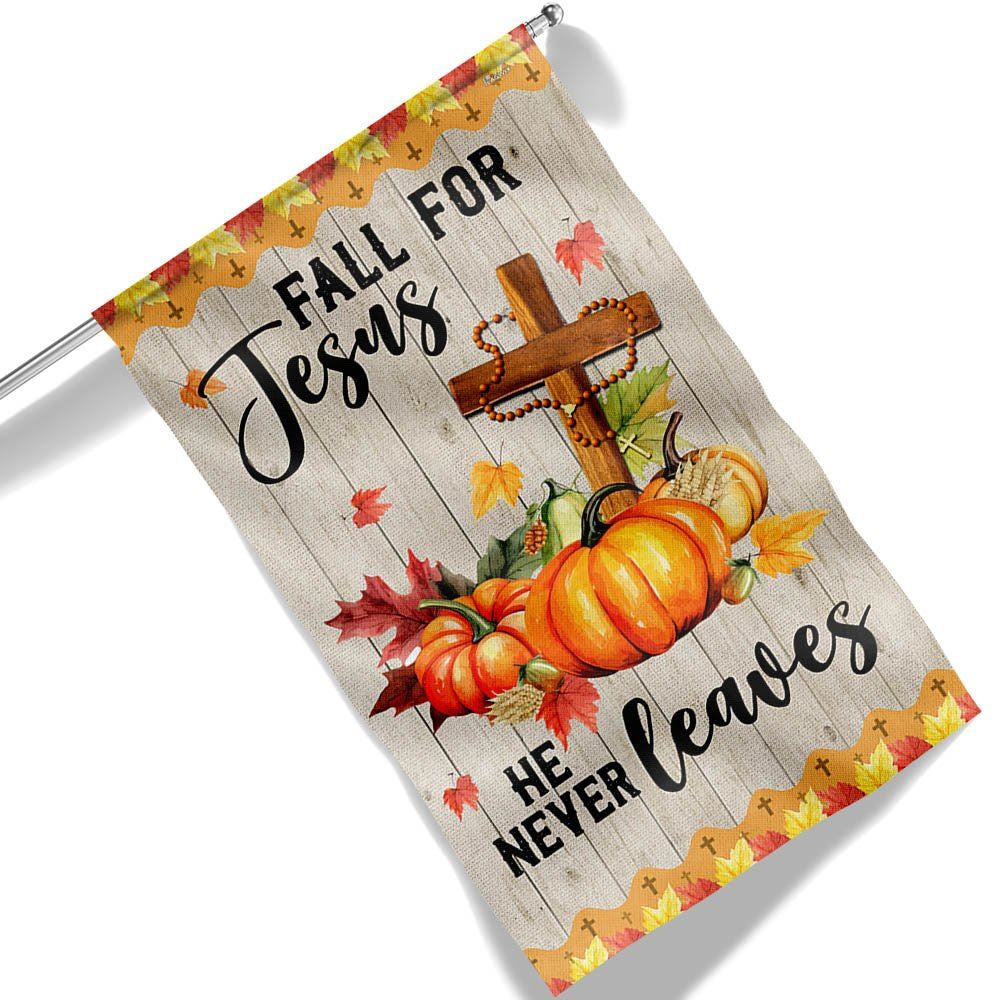 Christian Flag, Fall Jesus Cross Flag Fall For Jesus He Never Leaves Thanksgiving Halloween Pumpkins Flag, The Christian Flag, Jesus Christ Flag
