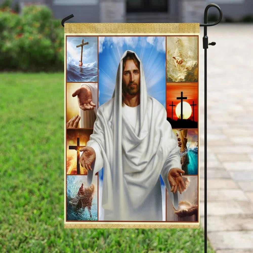 Christian Flag, Jesus Reaching Hand House Flag, Jesus Christ Flag