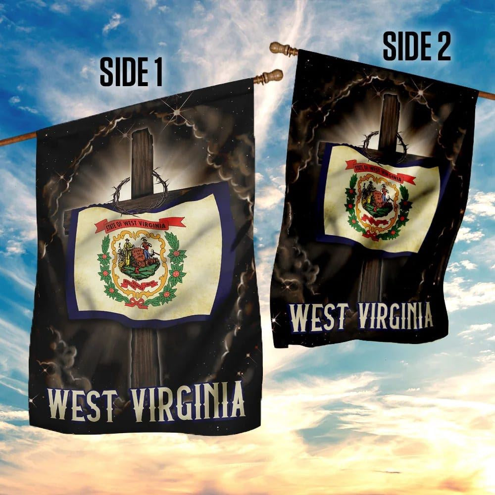 Christian Flag, West Virginia Cross Jesus House Flag, Outdoor Religious Flags, Jesus Christ Flag