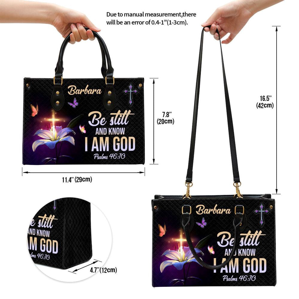 Christian Handbags, Personalized Be Still And Know That I Am God 1 Leather Handbag, Religious Bag, Christian Bag