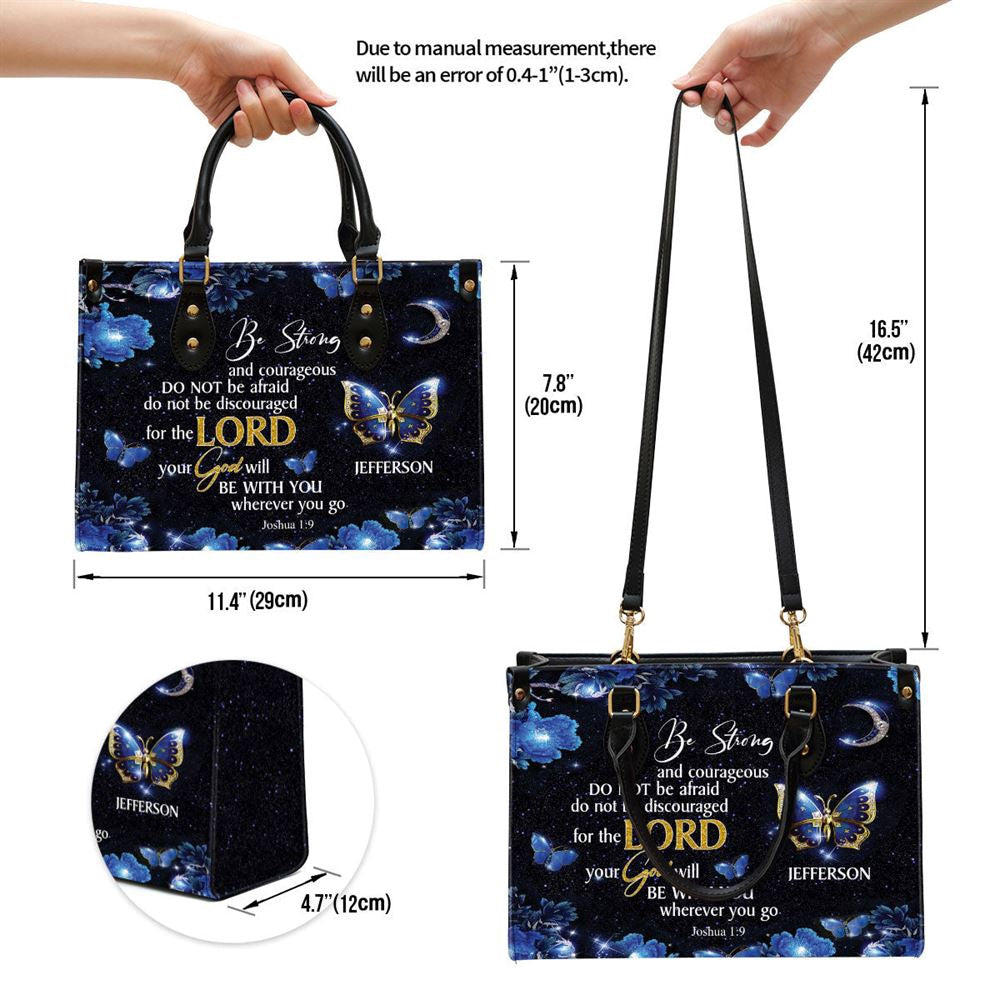 Christian Handbags, Personalized Be Strong And Courageous Leather Handbag, Religious Bag, Christian Bag