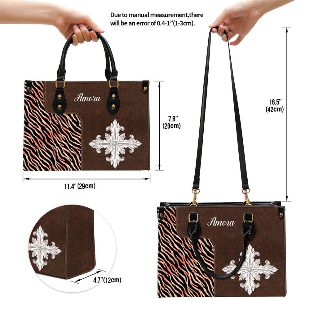 Christian Handbags, Personalized Cross Leather Handbag, Religious Bag, Christian Bag
