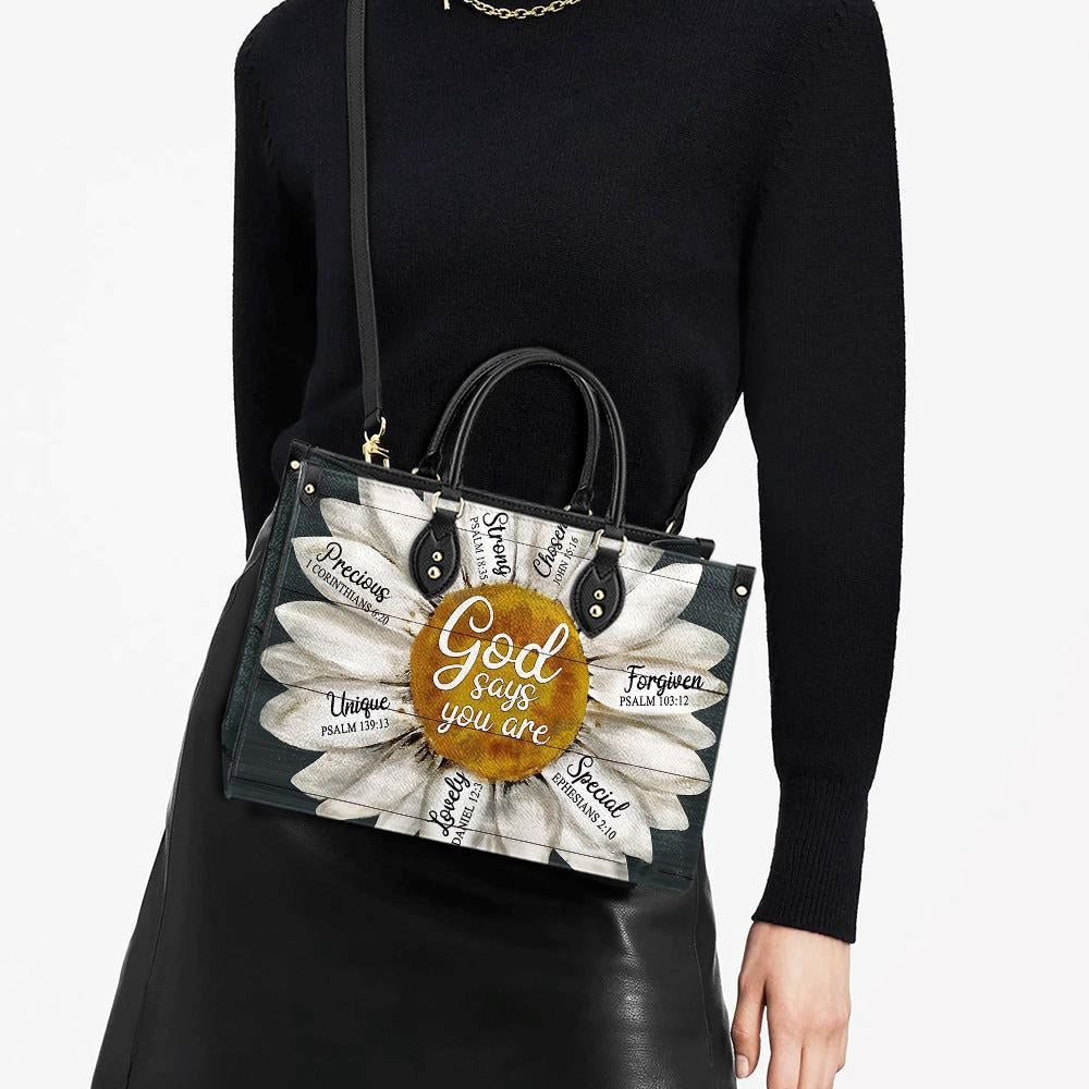 Christian Handbags, Personalized Faith Daisy Leather Handbag, Best Mother's Day Gifts, Religious Bag, Christian Bag