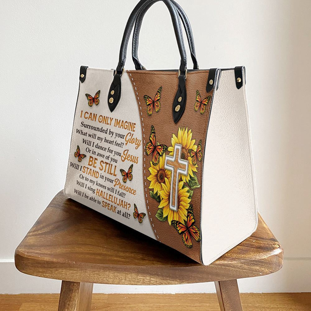 Christian Handbags, Personalized Faith Surrounded By Your Glory 3 Leather Handbag, Gift For Grandmothers, Religious Bag, Christian Bag