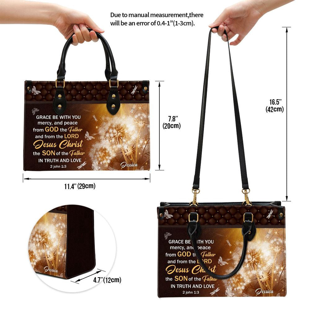 Christian Handbags, Personalized Grace Be With You Lovely Leather Handbag, Religious Bag, Christian Bag