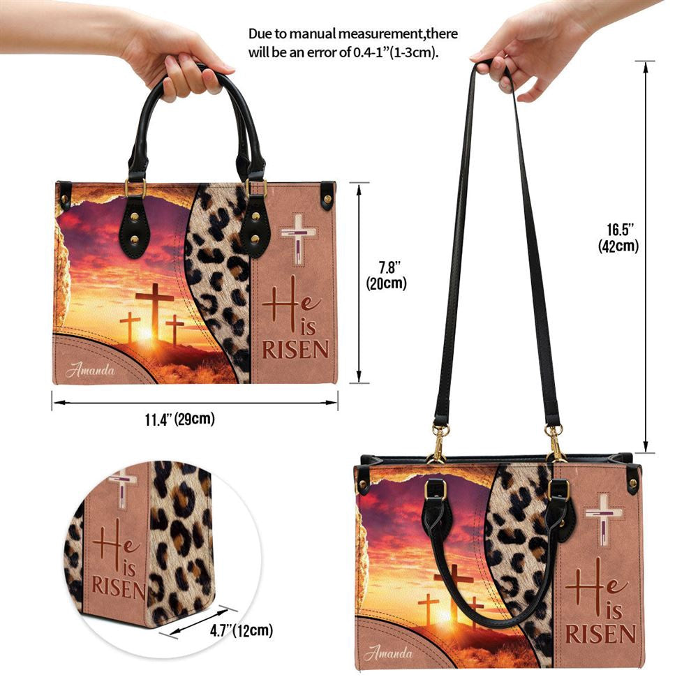Christian Handbags, Personalized He Is Risen Leather Handbag, Religious Bag, Christian Bag