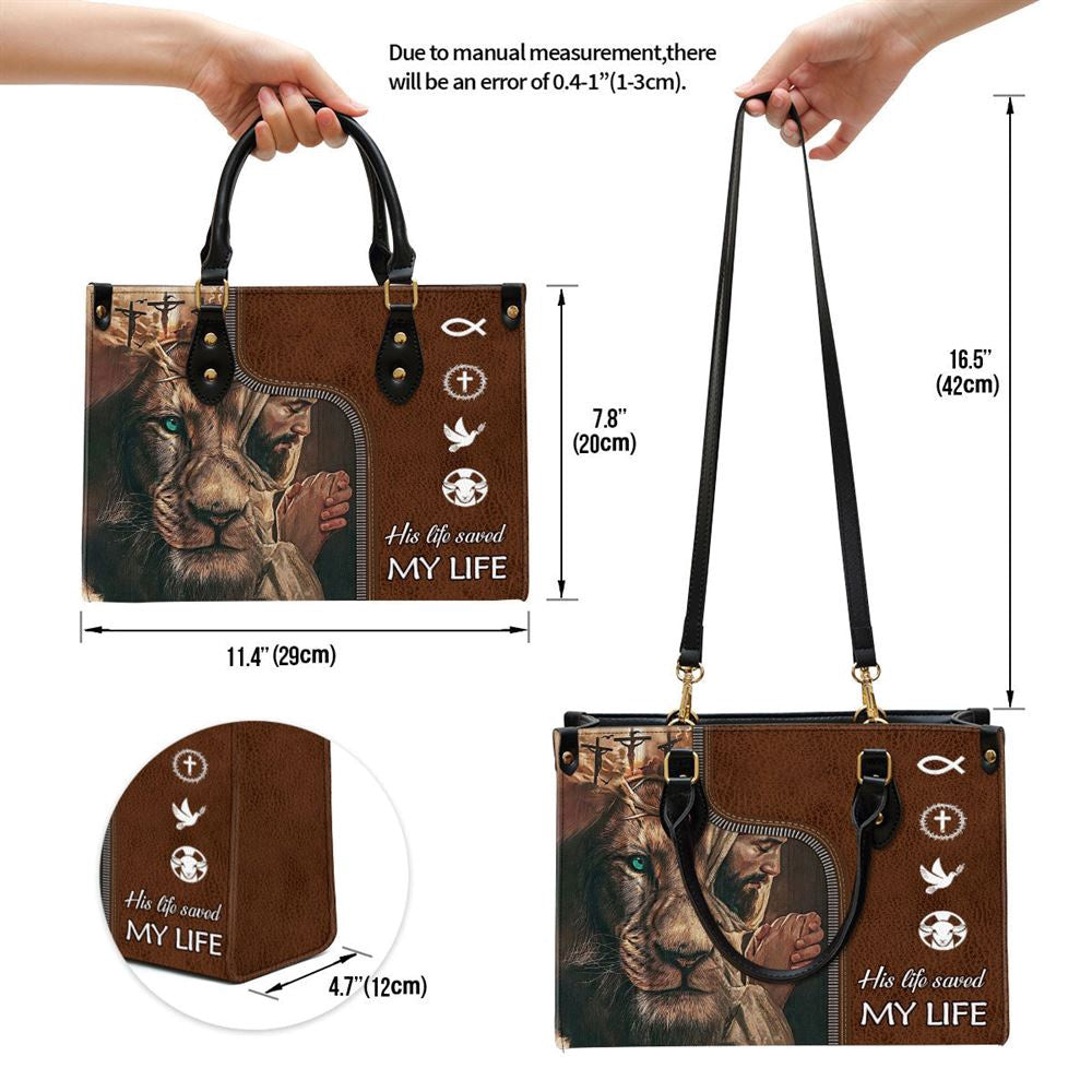 Christian Handbags, Personalized His Life Saved My Life, Christian Leather Handbag, Religious Bag, Christian Bag