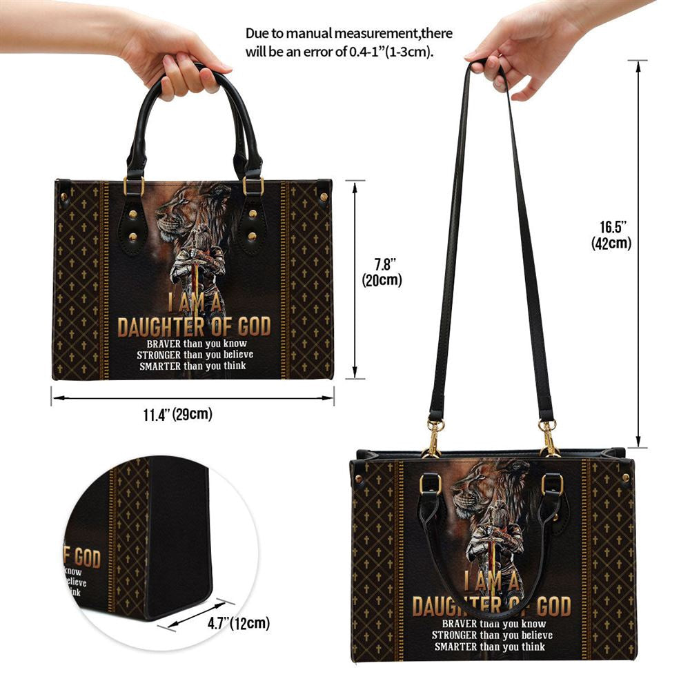 Christian Handbags, Personalized I Am A Daughter Of God Lion Leather Handbag, Religious Bag, Christian Bag