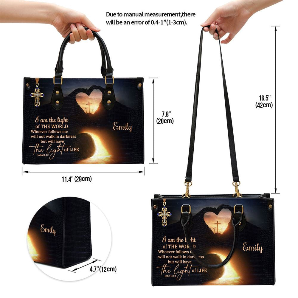 Christian Handbags, Personalized I Am The Light Of The World Leather Handbag, Religious Bag, Christian Bag