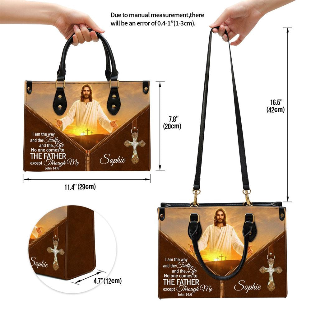 Christian Handbags, Personalized I Am The Way And The Truth And The Life Leather Handbag, Religious Bag, Christian Bag