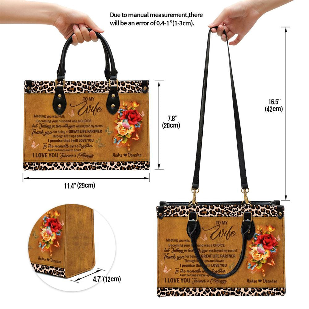 Christian Handbags, Personalized I Love You Forever And Always Leather Handbag, Custom Name Flower Leather Handbag For Wife, Christian Bag
