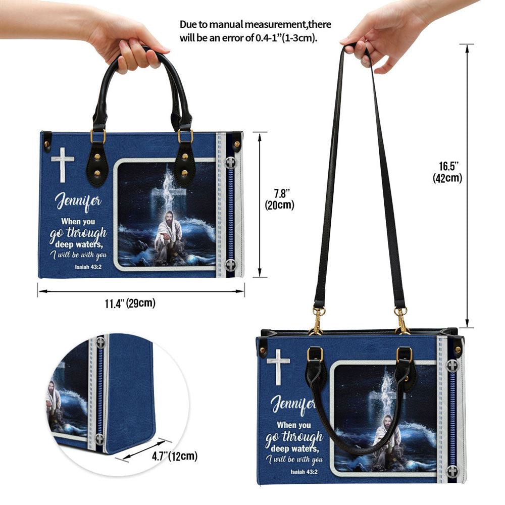 Christian Handbags, Personalized I Will Be With You Leather Handbag, Custom Name Jesus Leather Handbag, Religious Bag, Christian Bag
