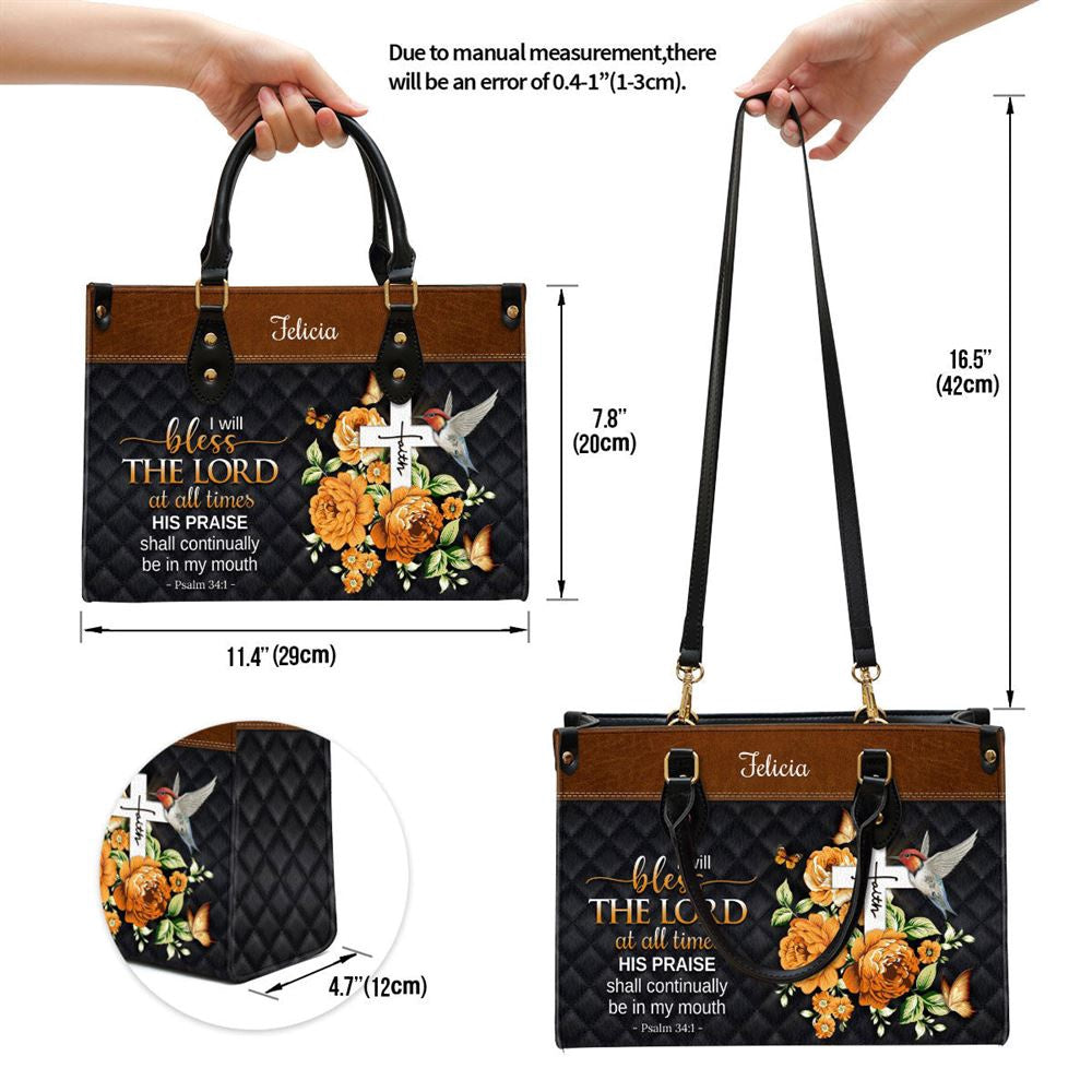 Christian Handbags, Personalized I Will Bless The Lord At All Times Special Leather Handbag, Religious Bag, Christian Bag