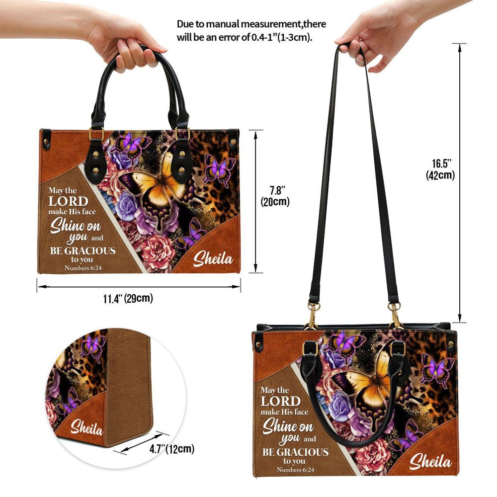 Christian Handbags, Personalized May The Lord Make His Face Shine On You And Be Gracious To You Leather Handbag, Lion Leather Handbag, Christian Bag