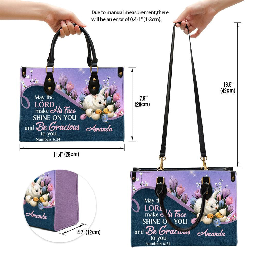Christian Handbags, Personalized May The Lord Make His Face Shine On You And Be Gracious To You Leather Handbag, Religious Bag, Christian Bag