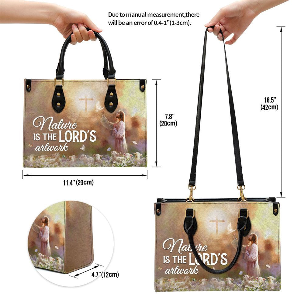 Christian Handbags, Personalized Nature Is The Lord‘s Artwork Beautiful Christian Leather Handbag, Religious Bag, Christian Bag