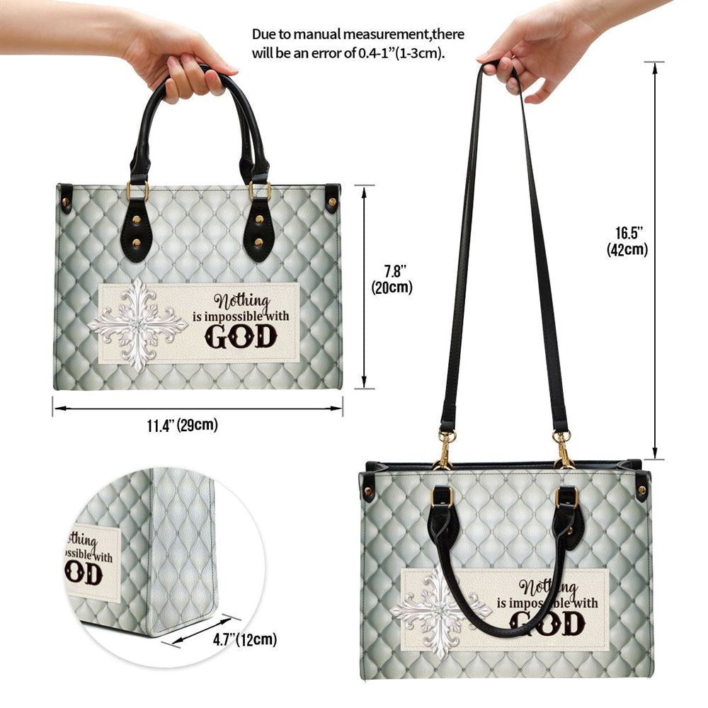 Christian Handbags, Personalized Nothing Is Impossible With God Beautiful Leather Handbag, Religious Bag, Christian Bag