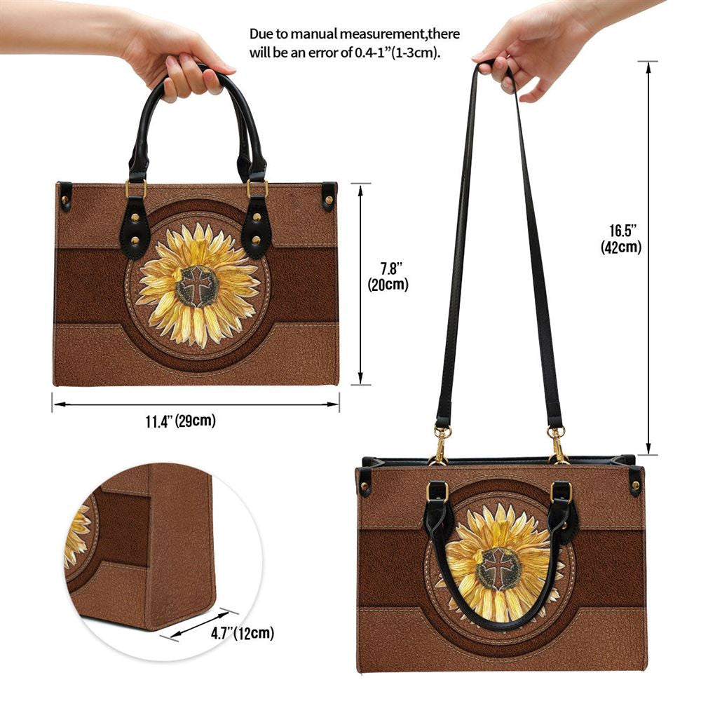 Christian Handbags, Personalized Sunflower Leather Handbag, Religious Bag, Christian Bag