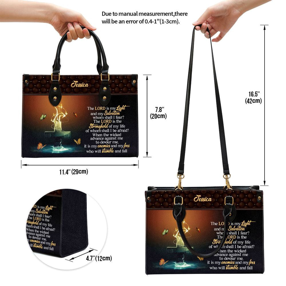 Christian Handbags, Personalized The Lord Is My Light And My Salvation Leather Handbag, Religious Bag, Christian Bag